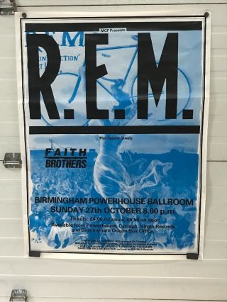 Vintage 1980s Rem & Faith Brothers 9/27 Concert Promo Music Poster 30”x40”