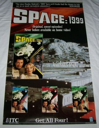 Space 1999 Video Vhs Rolled 23 X 40 Movie Poster 1990 Martin Landau