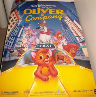 Rolled Walt Disney Oliver & Company 1 Sheet 2 Sided Movie Poster Taxi Cab Cast