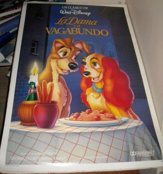 1988 Walt Disney The Lady And The Tramp 1 Sheet Movie Poster Animated Classic