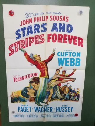 1953 Stars And Stripes Forever One Sheet Poster 27 " X41 " Clifton Webb Musical