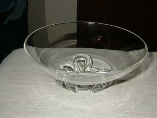 Large,  Signed Steuben Vintage Crystal Glass,  Bowl,  8 "