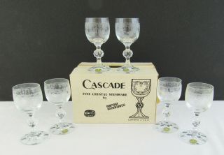 Vintage Cascade Bohemia Fine Crystal Set Of 6 Cordial Glasses