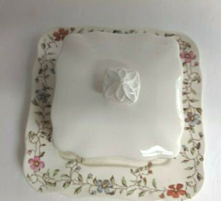 Copeland Spode Wicker Dale Porcelain Square Butter Dish with Lid RARE 5