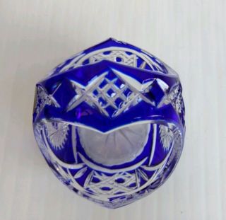 Vintage Cobalt Blue Cut to Clear Crystal Small Basket Candy Dish - Olenka,  Tarnow 5