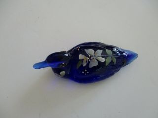 Fenton Cobalt Blue Hand Painted Duck