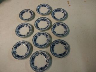 10 Antique Butter Pats.  Brussels By W.  H.  Grindley & Co.  (flow Blue).  A Rare Find