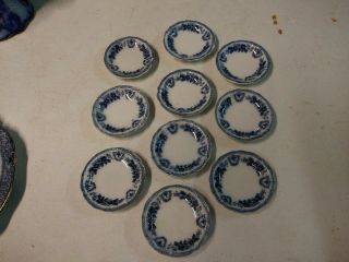 10 Antique Butter Pats.  Brussels by W.  H.  Grindley & Co.  (Flow Blue).  A Rare Find 4