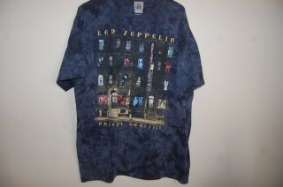 Led Zeppelin T Shirt Black Graphic Liquid Blue Size Xlarge Physical Graffiti
