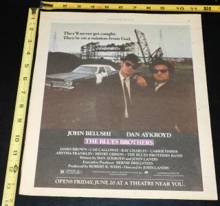 The Blues Brothers Mission From God Belushi Ackroyd 1980 Movie Ad Mini Poster