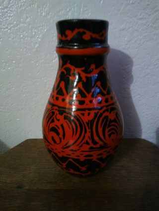 Mcm Alvino Bagni For Raymor Red And Black Swirl Vase 2841