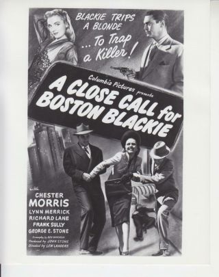 " Close Call For Boston Blackie " 1946 C.  Morris Vintage Publicity Photo