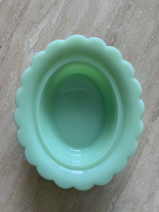 Jadeite Green Glass Hen on Nest Basket Covered Candy Dish 5