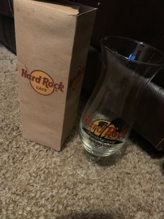 Hard Rock Cafe Barcelona,  Spain Hurricane Mixed Cocktail Drink Glass W/ Box