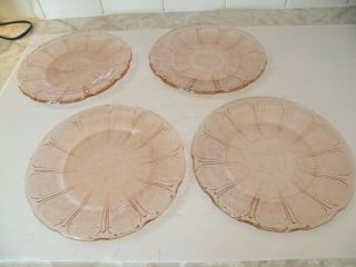 4 Dinner Plates 9 " Cherry Blossom Pink By Jeannette