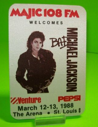 Michael Jackson Bad Back Stage Pass 1988 Otto Cloth Pepsi Great Mj Item