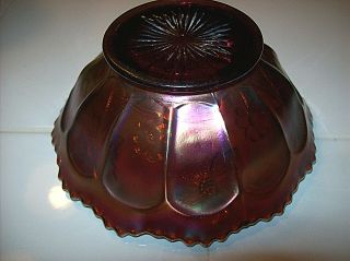 Antique Fenton ' s Little Flowers pattern Amethyst Carnival Glass Bowl 3