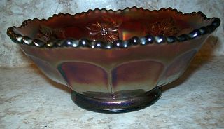 Antique Fenton ' s Little Flowers pattern Amethyst Carnival Glass Bowl 4