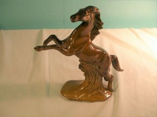 Vintage Van Briggle Brown Rearing Horse Figurine,  Signed