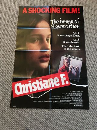 Christiane F Vintage Folded Poster 39.  5x26 Rare David Bowie Nss 820038
