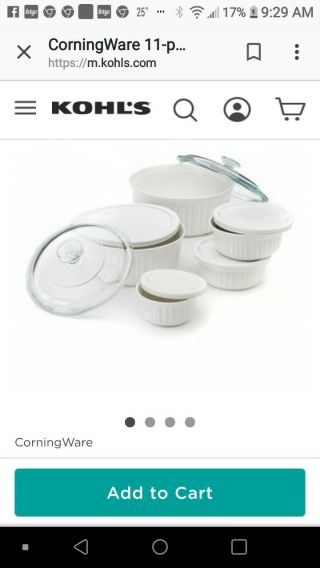 in.  box.  10 piece CORNING W French white bake ware,  w/ hot and cold lid 5