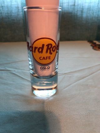Authentic Hard Rock Cafe 4 " Shot Glass Oslo (norway) Hrc Logo Red Circle
