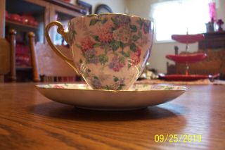 Shelley,  Summer Glory,  Chintz Ripon Footed Cup & Saucer,  L@@k 1