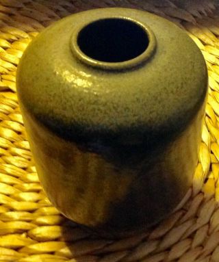 Master Potter Ben Owen N C Pottery Frogskin Green Glaze 3 1/2 In Vase