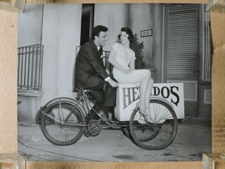 Jill St John & Nico Minardos On A Tricycle Candid Photo 1959 Holiday For Lovers