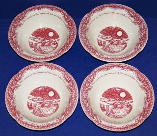 Set Of 4 Johnson Brothers England Twas The Night Before Christmas Cereal Bowls