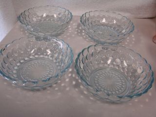 4 Anchor Hocking Sapphire Blue Bubble Glass Cereal Bowls Auc 3