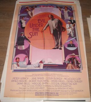 1982 Agatha Christie Evil Under The Sun 1 Sheet Movie Poster Ustinov Birkin