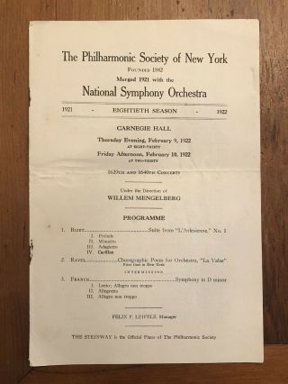 Ravel " La Valse " York Premier Concert Program Composer Carnegie