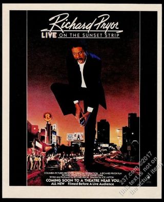 1982 Richard Pryor Photo Live On The Sunset Strip Movie Release Vintage Print Ad