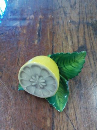 Herend Porcelain Lemon Place Card Holder (s),  Lemon / On Leaf,