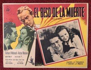 Kiss Of Death 1947 Victor Mature Coleen Gray Richard Widmark Mexican Lobby Card