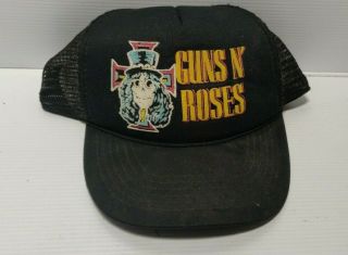 Vintage Guns N Roses Slash Top Hat Skull Mesh Back Snapback Hat Cap