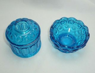 Vintage Moon and Stars Turquoise Blue Glass Courting Fairy Candle Lamp 3