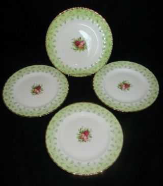 Royal Albert Old Country Roses Accent Green Set Of 4 Salad Plates Euc