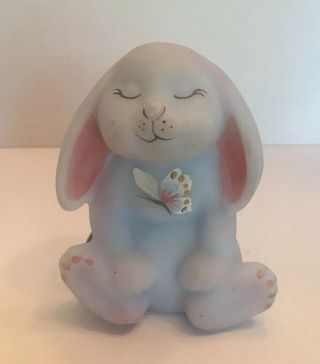 Fenton Art Glass Burmese Lop Ear Bunny Hand Painted & Signed By Artist
