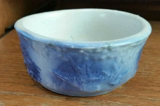 Antique Stoneware Crockery Berry Bowl - Blue/white Flying Birds/flowers