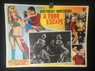 1968 " Speedway " Elvis Presley Nancy Sinatra Origl Mexican Movie Lobby Card - A308