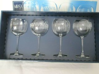 Set - 4 Mikasa Crystal Cheers Balloon Wine Glasses/goblets In Orig.  Box