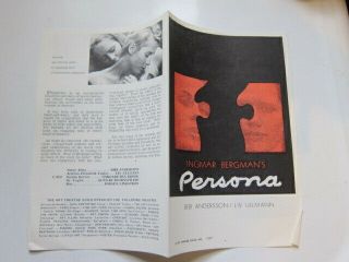 Ingmar Bergman Persona Handbill 1967