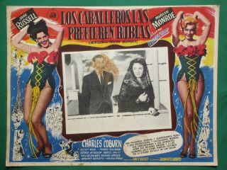Marilyn Monroe Gentleman Prefer Blondes Jane Russell Showgirl Mexican Lobby Card