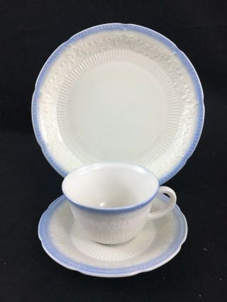 Vitrock Fire King Alice Blue And White Plate,  Cup & Saucer