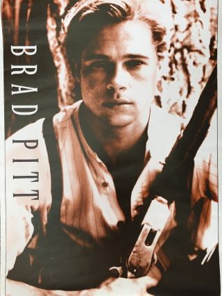Brad Pitt Holding Rifle Movie Poster Uk Import Vintage 80s 24 " X33 1/2 "