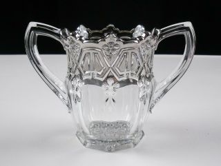 Us Glass Reverse 44 Spooner Platinum Trim,  Antique Eapg 1912 Silver Spoon Holder