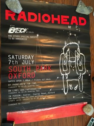 Radiohead 2001 Concert Tour Poster South Park Oxford Uk 24x31 Beck
