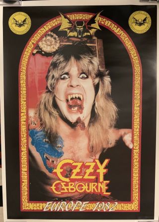 Vintage Ozzy Osbourne Europe 1982 Tour Poster - Speak Of The Devil Era.  Rare